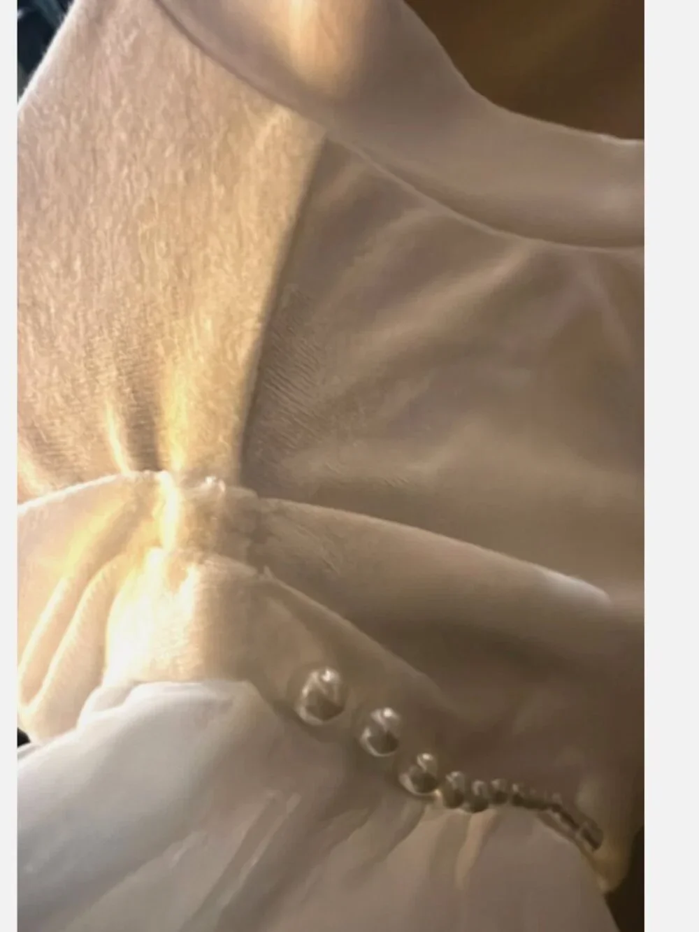 Anthro White Pearl Amor (LOVE) Top Womens XL Sheer Puff Sleeve Romantic Blouse